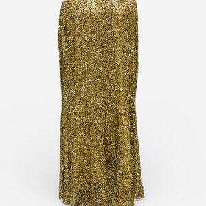 Lafayette 148 New York Shimmering Gold Midi Skirt